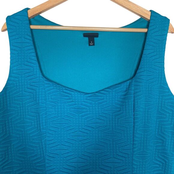 Torrid Dress Size 1X Skater Teal Blue Textured Fit & Flare Sleeveless Sweetheart - Picture 4 of 9